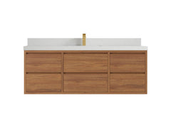 Madison Floating Teak 60 in. W x 22 in. D Single Sink Bathroom Vanity - photo 13