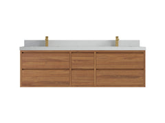 Madison Floating Teak 72 in. W x 22 in. D Double Sink Bathroom Vanity - photo 12