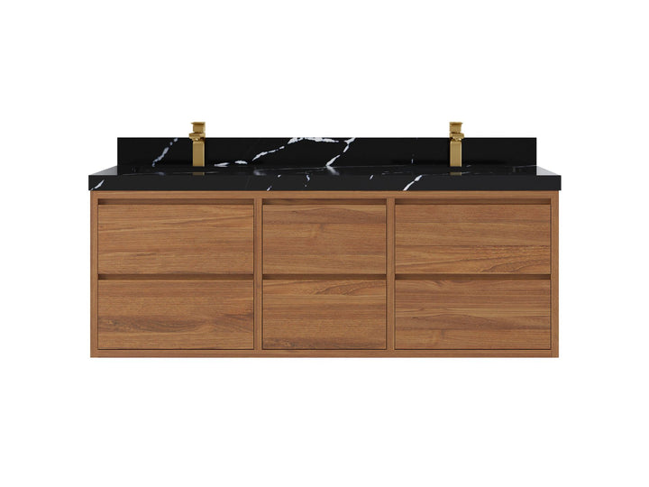 Madison Floating Teak 60 in. W x 22 in. D Double Sink Bathroom Vanity - photo 7