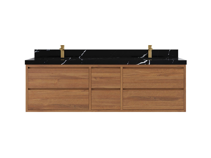 Madison Floating Teak 72 in. W x 22 in. D Double Sink Bathroom Vanity - photo 7