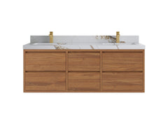 Madison Floating Teak 60 in. W x 22 in. D Double Sink Bathroom Vanity - photo 8