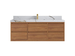 Madison Floating Teak 60 in. W x 22 in. D Single Sink Bathroom Vanity - photo 8