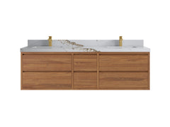 Madison Floating Teak 72 in. W x 22 in. D Double Sink Bathroom Vanity - photo 7