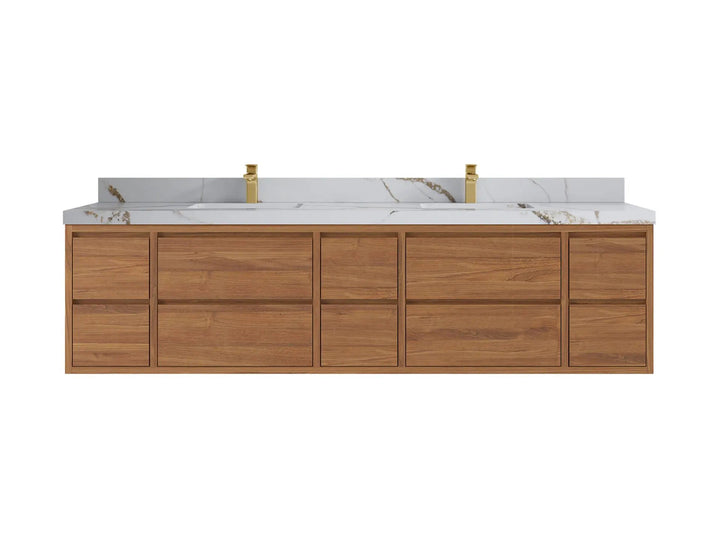 Madison Floating Teak 84 in. W x 22 in. D Double Sink Bathroom Vanity - photo 8