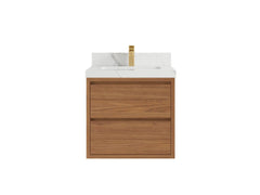 Madison Floating Teak 24 in. W x 22 in. D Single Sink Bathroom Vanity - photo 1