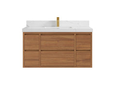 Madison Floating Teak 42 in. W x 22 in. D Single Sink Bathroom Vanity - photo 1