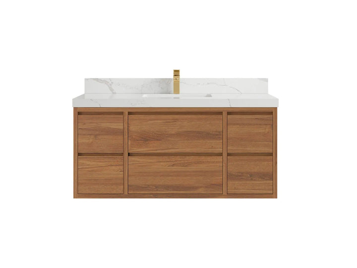 Madison Floating Teak 48 in. W x 22 in. D Single Sink Bathroom Vanity - photo 1