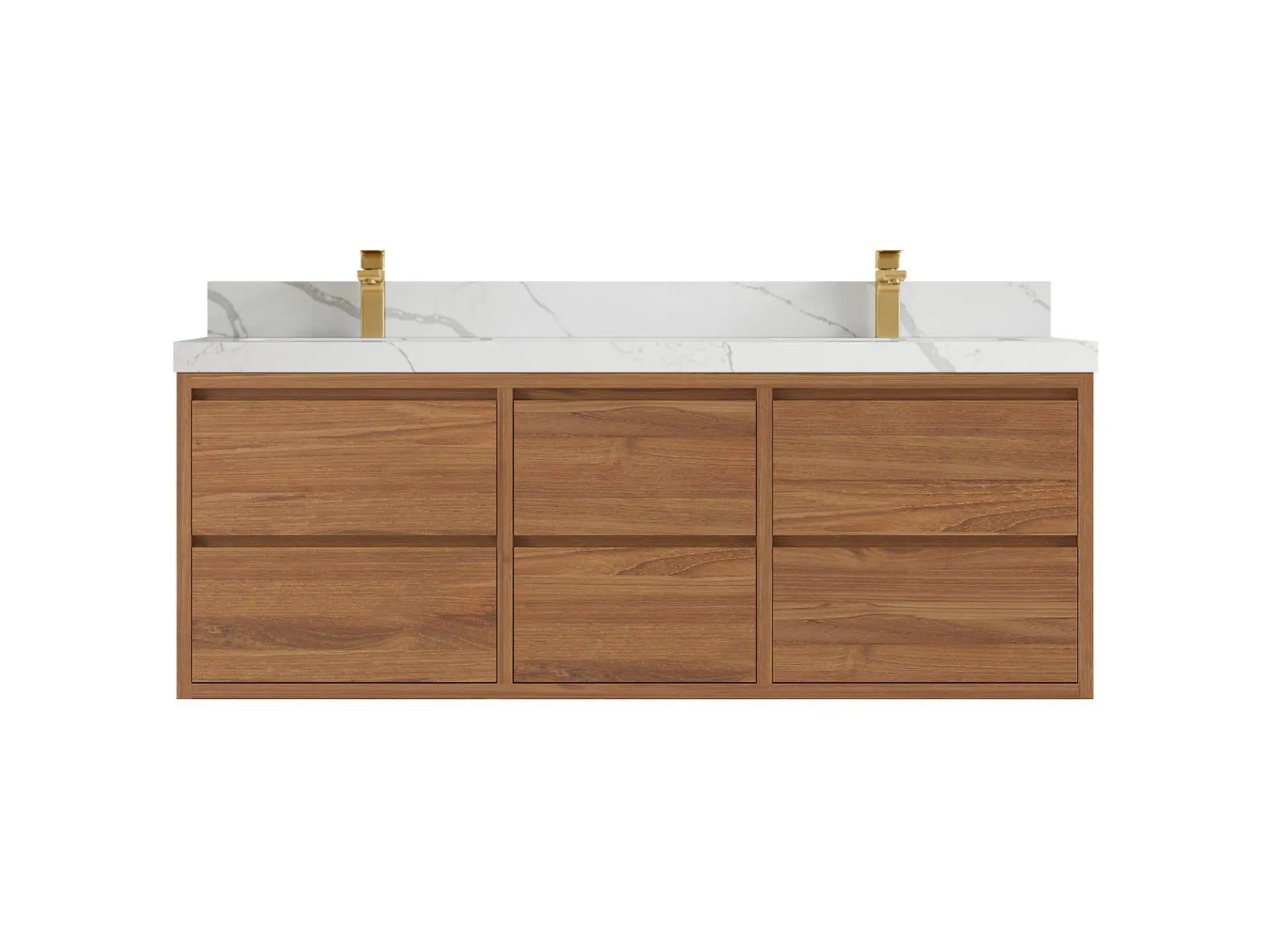 Madison Floating Teak 60 in. W x 22 in. D Double Sink Bathroom Vanity - Willow Bath and Vanity