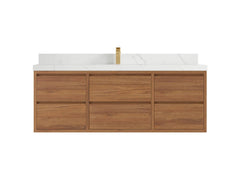Madison Floating Teak 60 in. W x 22 in. D Single Sink Bathroom Vanity - photo 1