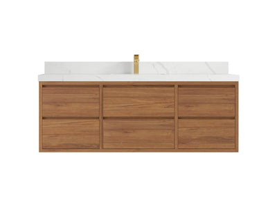 Madison Floating Teak 60 in. W x 22 in. D Single Sink Bathroom Vanity - Willow Bath and Vanity