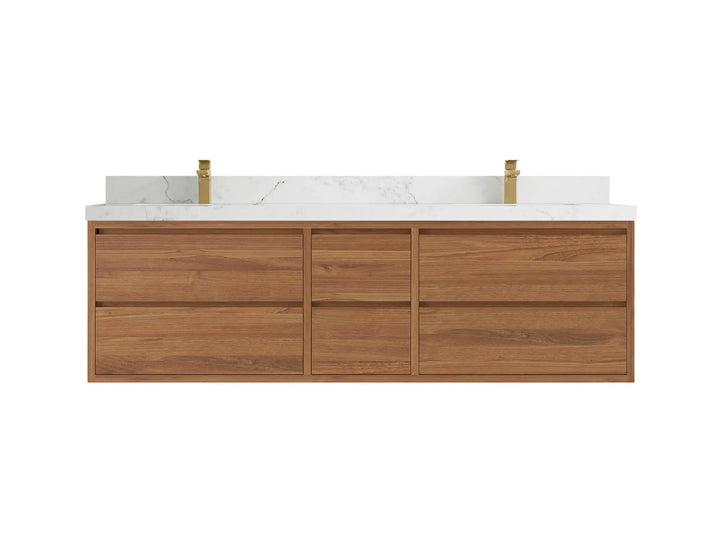 Madison Floating Teak 72 in. W x 22 in. D Double Sink Bathroom Vanity - photo 10