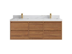 Madison Floating Teak 60 in. W x 22 in. D Double Sink Bathroom Vanity - photo 11