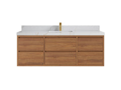Madison Floating Teak 60 in. W x 22 in. D Single Sink Bathroom Vanity - photo 11