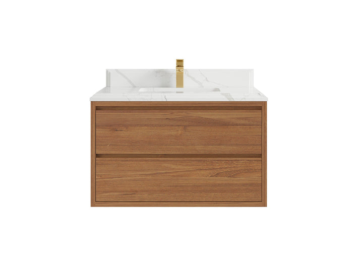 Madison Floating Teak 36 in. W x 22 in. D Center Sink Bathroom Vanity - photo 14