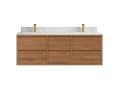 Madison Floating Teak 60 in. W x 22 in. D Double Sink Bathroom Vanity - photo 14