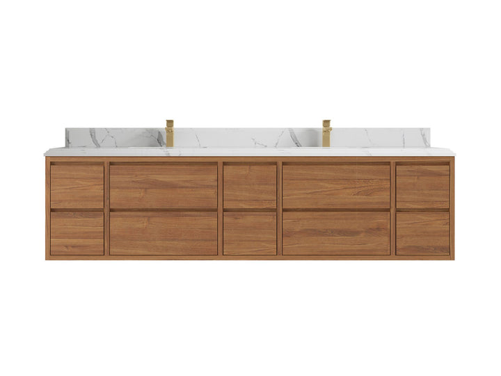 Madison Floating Teak 84 in. W x 22 in. D Double Sink Bathroom Vanity - photo 13