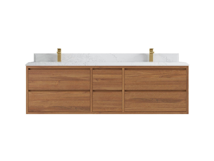 Madison Floating Teak 72 in. W x 22 in. D Double Sink Bathroom Vanity - photo 15