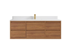 Madison Floating Teak 60 in. W x 22 in. D Single Sink Bathroom Vanity - photo 16