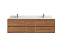 Madison Floating Teak 72 in. W x 22 in. D Double Sink Bathroom Vanity - photo 15