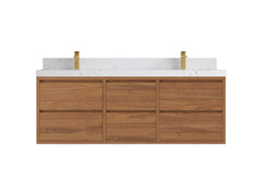 Madison Floating Teak 60 in. W x 22 in. D Double Sink Bathroom Vanity - photo 17