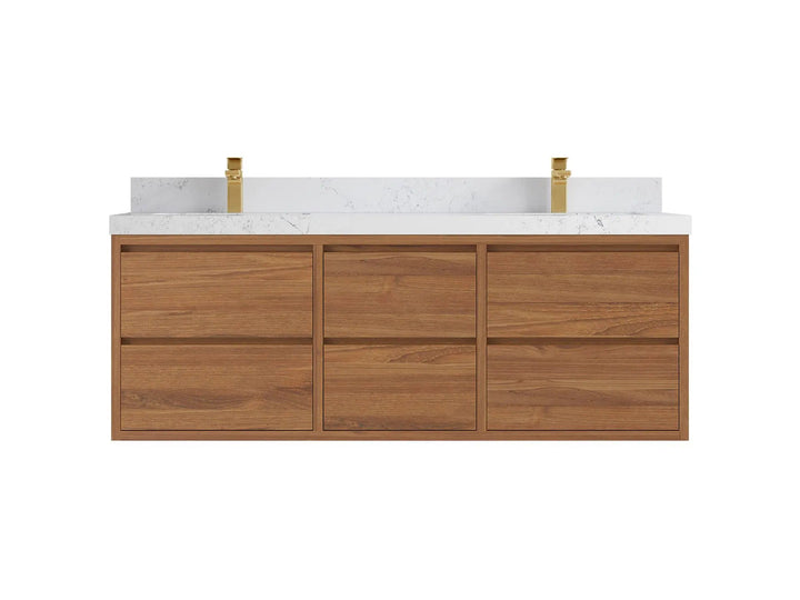 Madison Floating Teak 60 in. W x 22 in. D Double Sink Bathroom Vanity - photo 17