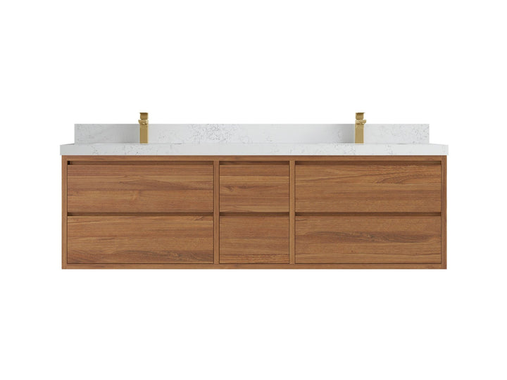 Madison Floating Teak 72 in. W x 22 in. D Double Sink Bathroom Vanity - photo 17