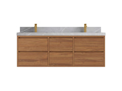 Madison Floating Teak 60 in. W x 22 in. D Double Sink Bathroom Vanity - photo 18