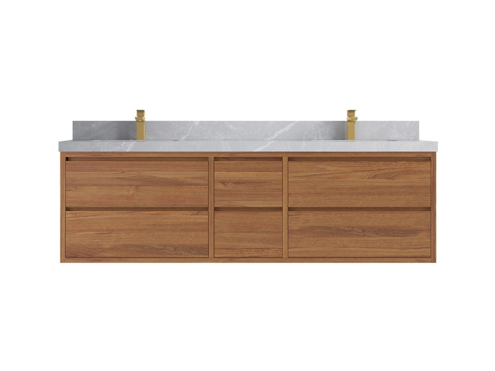Madison Floating Teak 72 in. W x 22 in. D Double Sink Bathroom Vanity - photo 18