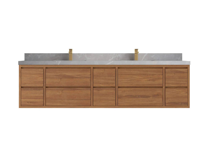 Madison Floating Teak 84 in. W x 22 in. D Double Sink Bathroom Vanity - photo 17