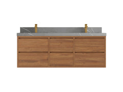 Madison Floating Teak 60 in. W x 22 in. D Double Sink Bathroom Vanity - photo 19