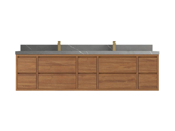 Madison Floating Teak 84 in. W x 22 in. D Double Sink Bathroom Vanity - photo 18