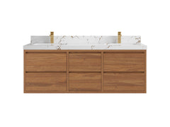Madison Floating Teak 60 in. W x 22 in. D Double Sink Bathroom Vanity - photo 20