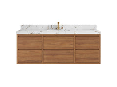 Madison Floating Teak 60 in. W x 22 in. D Single Sink Bathroom Vanity - photo 20