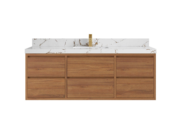 Madison Floating Teak 60 in. W x 22 in. D Single Sink Bathroom Vanity - photo 20