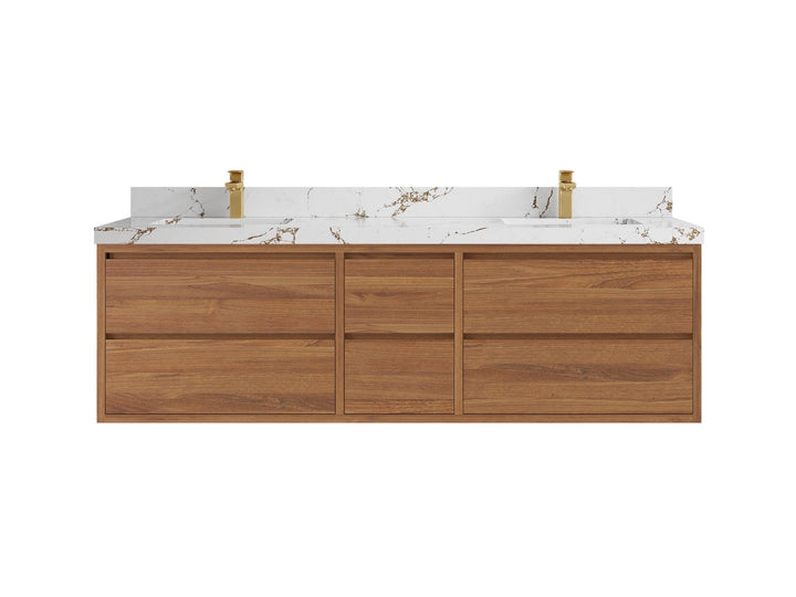 Madison Floating Teak 72 in. W x 22 in. D Double Sink Bathroom Vanity - photo 20