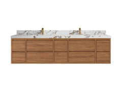 Madison Floating Teak 84 in. W x 22 in. D Double Sink Bathroom Vanity - photo 19