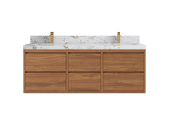 Madison Floating Teak 60 in. W x 22 in. D Double Sink Bathroom Vanity - photo 21