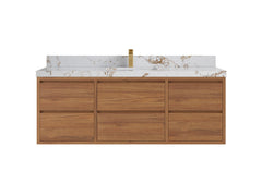 Madison Floating Teak 60 in. W x 22 in. D Single Sink Bathroom Vanity - photo 21