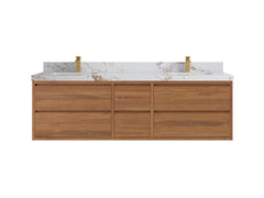 Madison Floating Teak 72 in. W x 22 in. D Double Sink Bathroom Vanity - photo 20