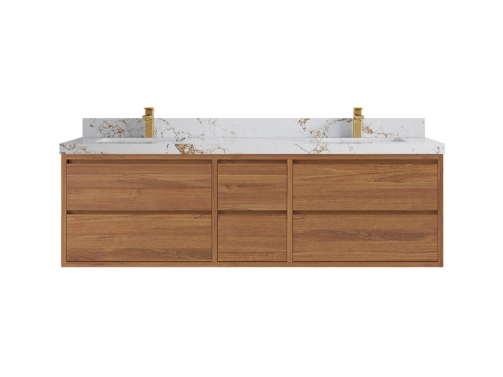 Madison Floating Teak 72 in. W x 22 in. D Double Sink Bathroom Vanity - photo 21