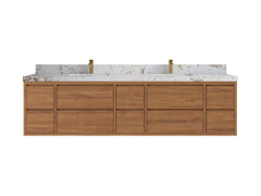 Madison Floating Teak 84 in. W x 22 in. D Double Sink Bathroom Vanity - photo 20