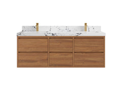 Madison Floating Teak 60 in. W x 22 in. D Double Sink Bathroom Vanity - photo 22