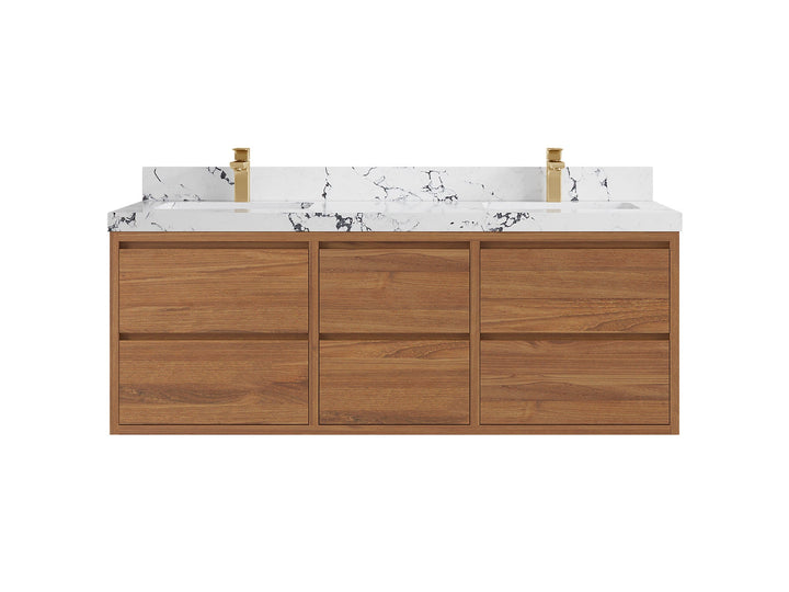 Madison Floating Teak 60 in. W x 22 in. D Double Sink Bathroom Vanity - photo 22