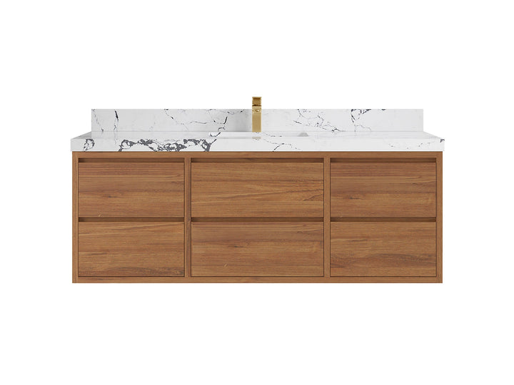 Madison Floating Teak 60 in. W x 22 in. D Single Sink Bathroom Vanity - photo 22