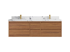 Madison Floating Teak 72 in. W x 22 in. D Double Sink Bathroom Vanity - photo 21