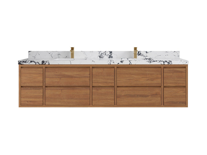 Madison Floating Teak 84 in. W x 22 in. D Double Sink Bathroom Vanity - photo 21
