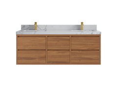 Madison Floating Teak 60 in. W x 22 in. D Double Sink Bathroom Vanity - photo 23
