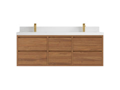 Madison Floating Teak 60 in. W x 22 in. D Double Sink Bathroom Vanity - photo 24