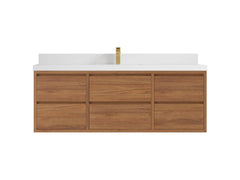 Madison Floating Teak 60 in. W x 22 in. D Single Sink Bathroom Vanity - photo 24