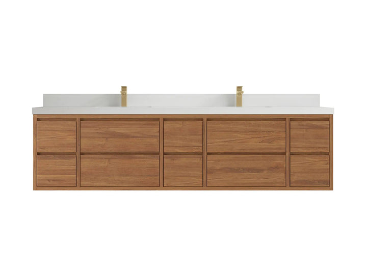 Madison Floating Teak 84 in. W x 22 in. D Double Sink Bathroom Vanity - photo 23